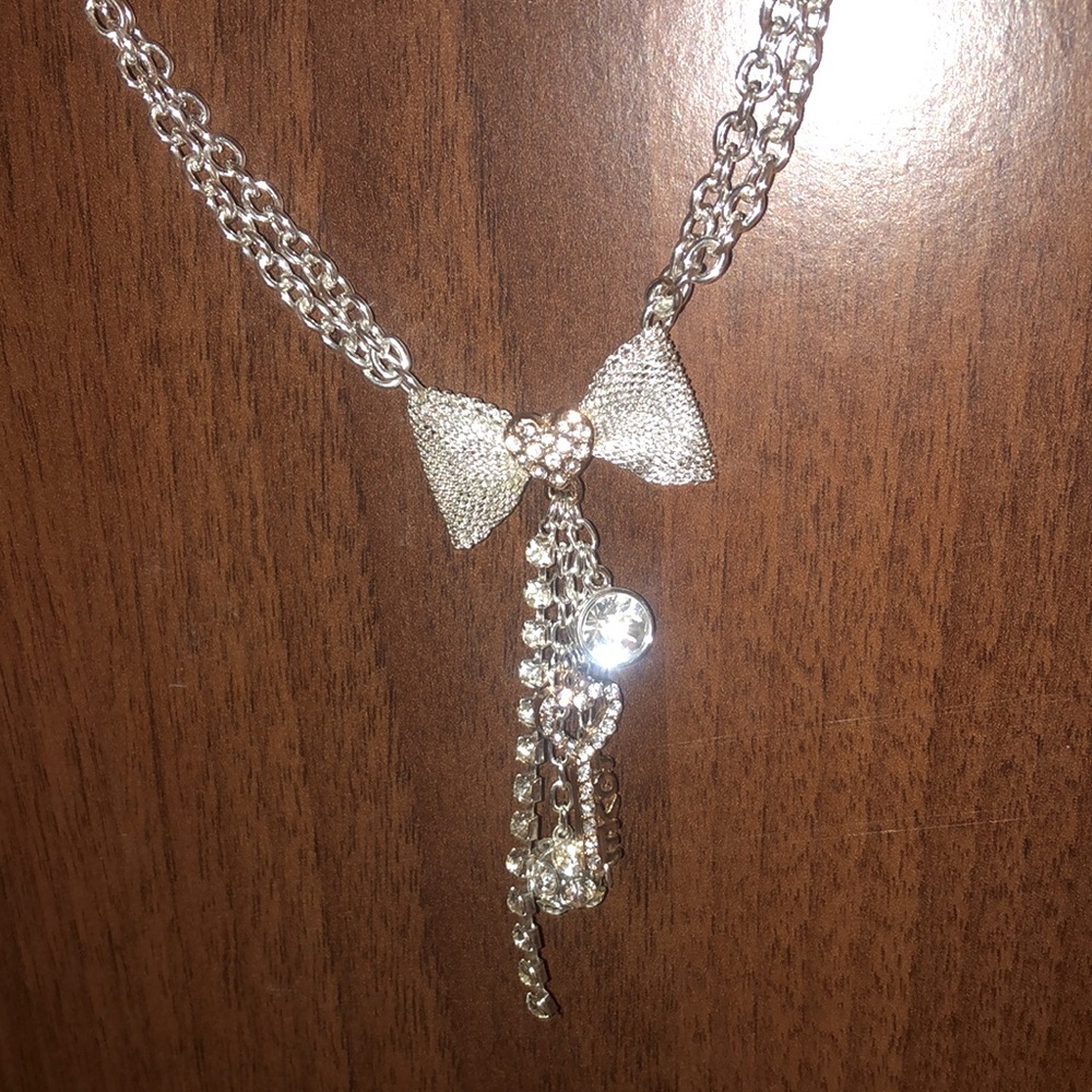 Guess White Gold Charm Necklace